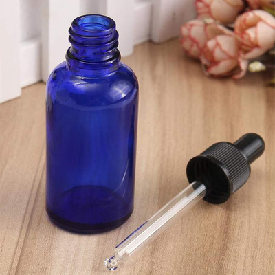 Blue Amber Empty Glass Bottle With Dropper 10ml 20ml Boston Refillable With Screw Cap