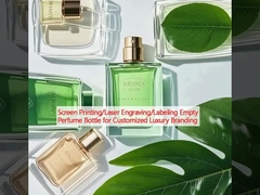 چاپ صفحه نمایش / حکاکی لیزر / برچسب گذاری بطری عطر خالی برای نام تجاری لوکس سفارشی