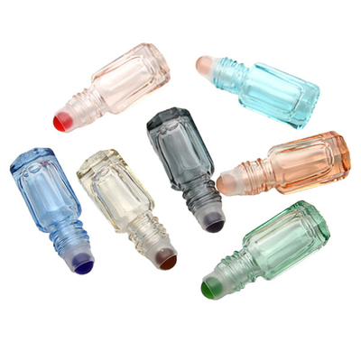 3ml 6ml 12ml Essential Oil Perfume Bottle Roll On Octagon Attar Glass Bottles With Black Plastic Cap