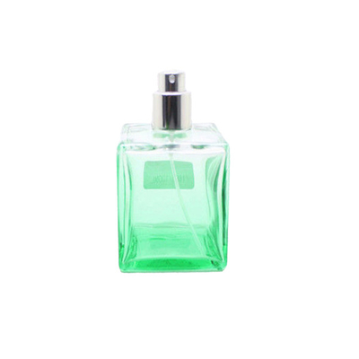 Silver Spray Custom Glass Perfume Bottles , 100ml Glass Perfume Bottle Green Cap