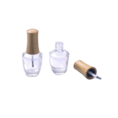 Bamboo Caps Empty Glass Nail Polish Bottles , 15ml Clear Nail Polish Bottle Customized