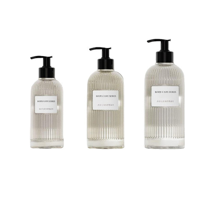 260ml press type PETG transparent shower gel bottle thick wall leak proof design can be customized LOGO lotion pump shampoo sub bottle