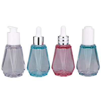 Customized Color] 50ml PETG Rhombic Thick Wall Essence Bottle - Highly Transparent and Drop-proof Recyclable Cosmetic Dispenser Bottle (with Universal 20-tooth Cap)
