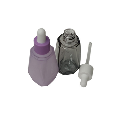 Customized Color] 50ml PETG Rhombic Thick Wall Essence Bottle - Highly Transparent and Drop-proof Recyclable Cosmetic Dispenser Bottle (with Universal 20-tooth Cap)