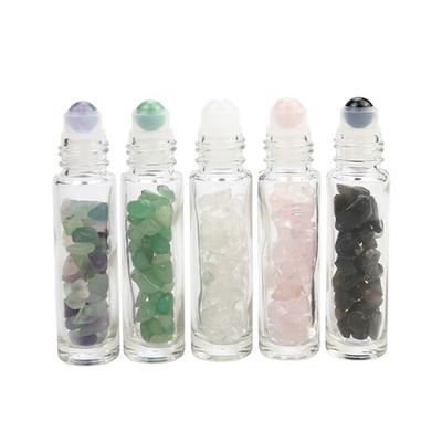 1ml Natural Gemstone Round Glass Roller Ball Bottle Jade Ball Custom Roll On Bottles With Aluminum Cap