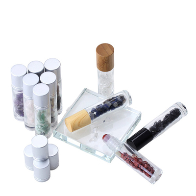 1ml Natural Gemstone Round Glass Roller Ball Bottle Jade Ball Custom Roll On Bottles With Aluminum Cap
