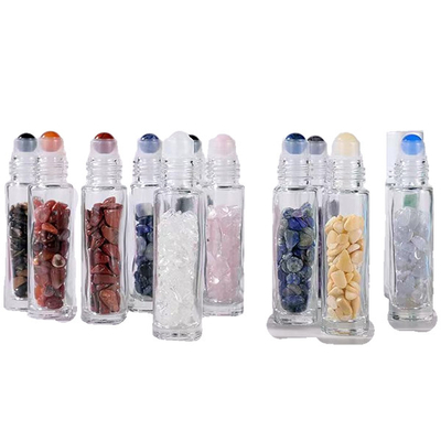 Wholesale 10ml Various Convenient And Practical Roll On Plastic Bottle Pink Natural Gemstone Roller