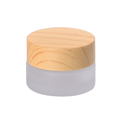 Wood Grain Face Cream Jar 5 10 15 30 50 Ml Empty Cosmetic Packaging Frosted Glass Jar With Water Transfer Wooden Lid