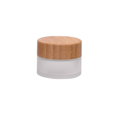 Wood Grain Face Cream Jar 5 10 15 30 50 Ml Empty Cosmetic Packaging Frosted Glass Jar With Water Transfer Wooden Lid