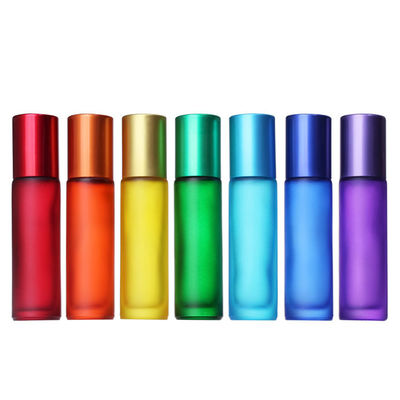5ml Mini Travel Empty Custom Round Colorful Roll On Glass Perfume Bottle With Stainless Roller Ball