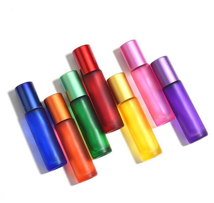 5ml Mini Travel Empty Custom Round Colorful Roll On Glass Perfume Bottle With Stainless Roller Ball