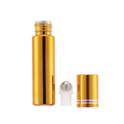 10ml UV Gold Glass Roll On Perfume Bottle UV Glass Roll On Bottle With Metal Roller Ball