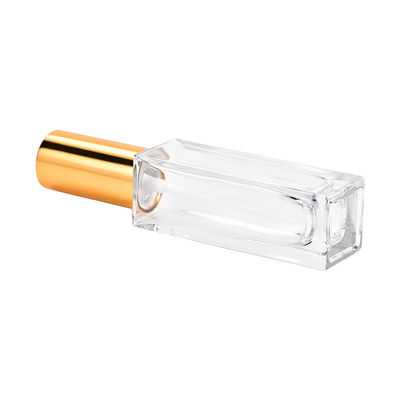 Square Clear 15ml Glass Perfume Bottle With Spray Gold And Sliver Cap