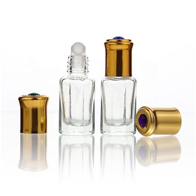 3ml 6ml 10ml Cosmetic Attar Oud Bottle Colorful Octagonal Perfume Essential Oils Fancy Glass Bottle Roll On Bottle