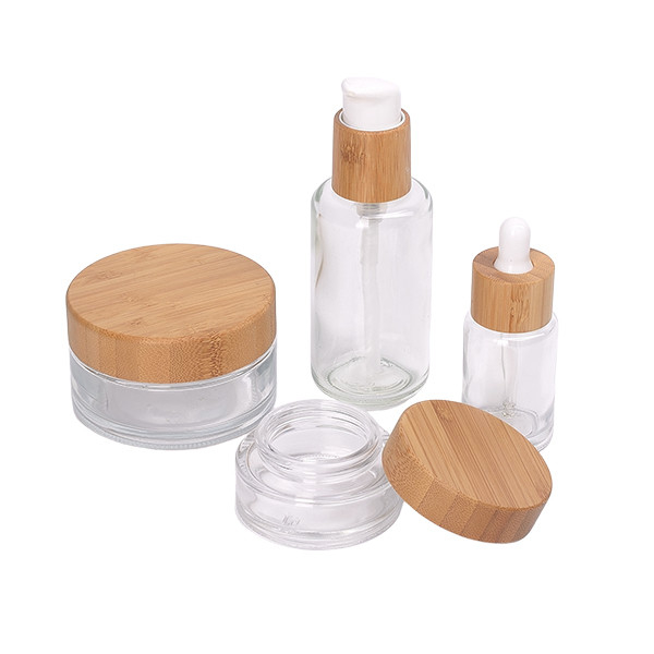 Wooden Packaging Wood Soap Dispenser Glass Lotion Bottle Cosmetic Bottles Spray And 30g 50g Bamboo Glass Jar