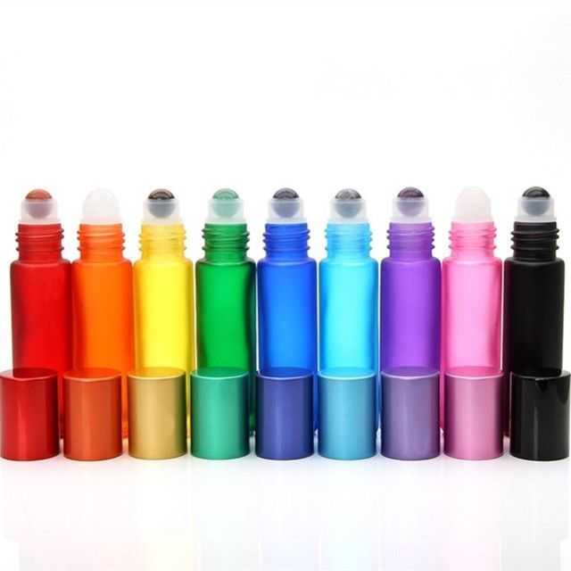 3ml Empty Essential Oil Roller Bottle Container Red Green Pink Glass Roll On Perfume Bottle