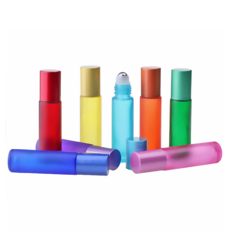 5ml Mini Travel Empty Custom Round Colorful Roll On Glass Perfume Bottle With Stainless Roller Ball