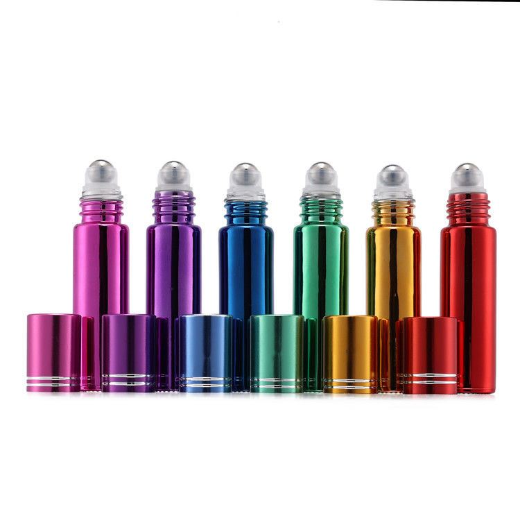 Luxury 5ml 10ml Gold Sliver Plating Roll On Glass Essential Oil Bottle
