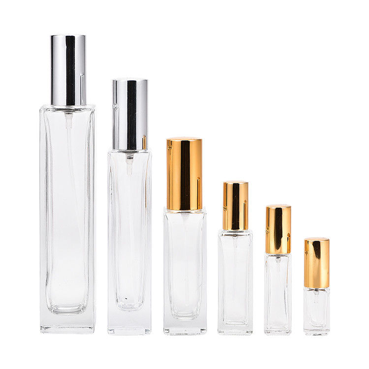 Luxury Custom Fragrance Pump Spray 10ml 15ml Square Sprayer Empty Oil Glass Perfume Bottles With Cap