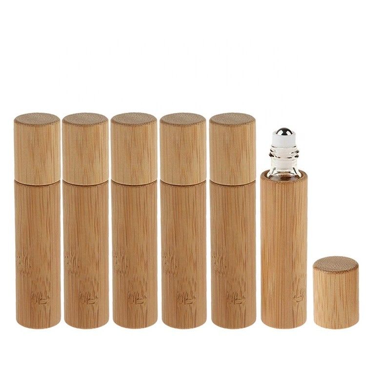 5ml Bamboo Roller Perfume Glass Bottles Wood Roll On Essential Oil Bottle